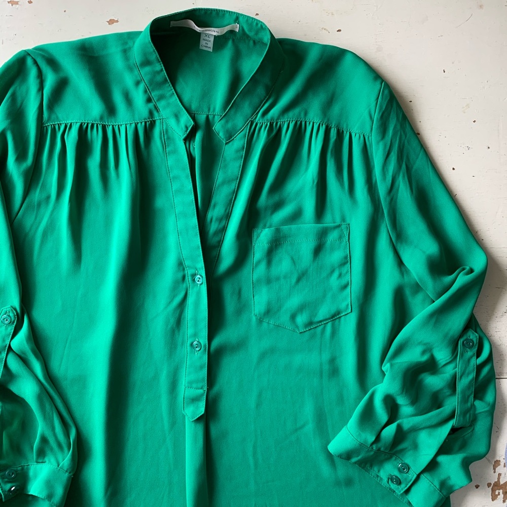 41 Hawthorne :: green popover career blouse